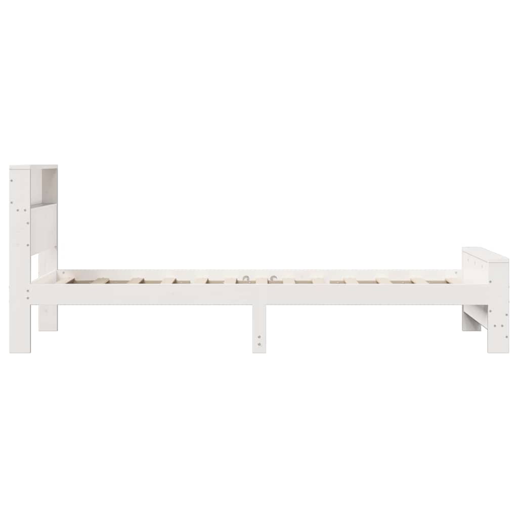 Sengestel med hylde Hvid 100 x 200 cm Massivt fyrretræ