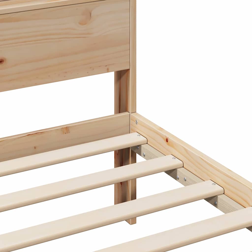 Sengestel med hylde Brun 90 x 200 cm Massivt fyrretræ