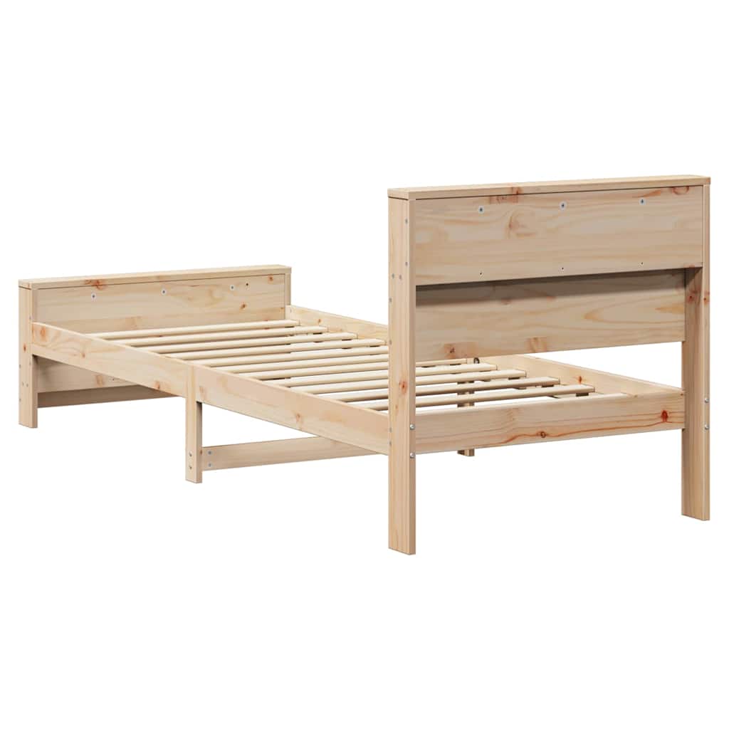 Sengestel med hylde Brun 90 x 200 cm Massivt fyrretræ