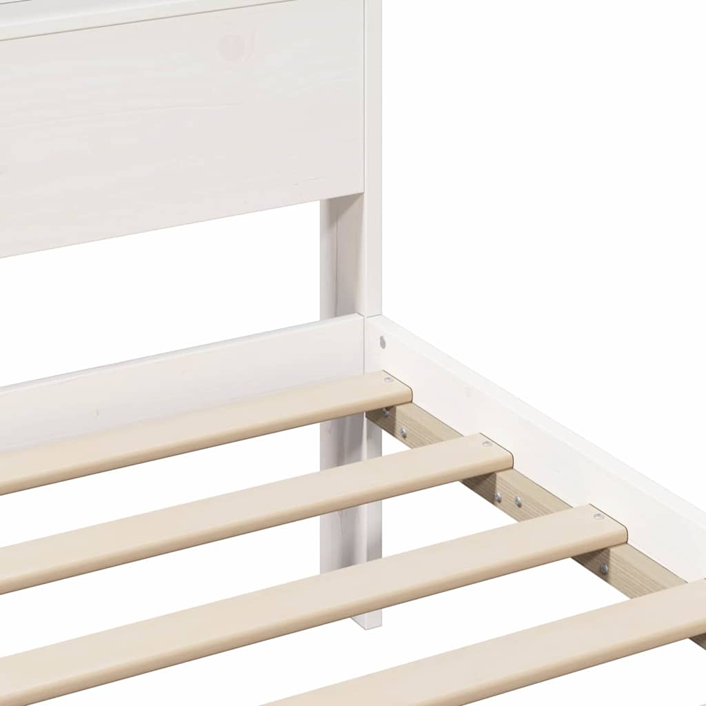 Sengestel med hylde Hvid 90 x 200 cm Massivt fyrretræ
