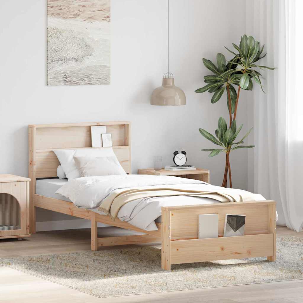 Sengestel med hylde Brun 80 x 200 cm Massivt fyrretræ