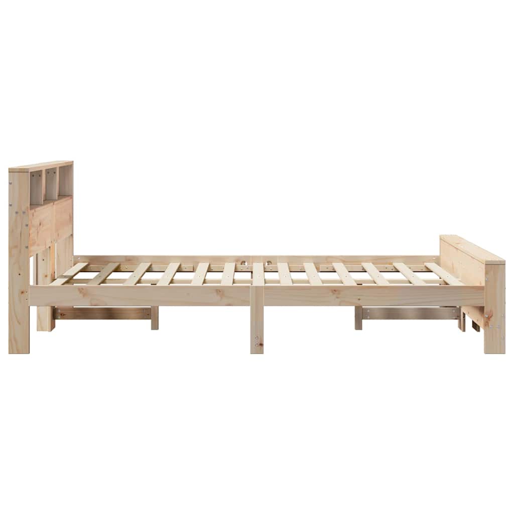 Sengestel med hylde Brun 135 x 190 cm Massivt fyrretræ