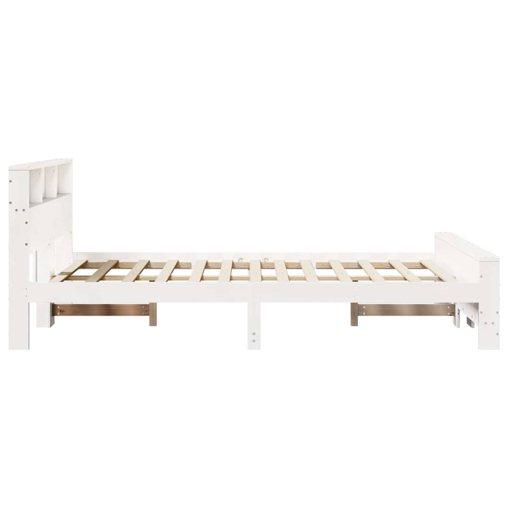 Sengestel med hylde Hvid 120 x 190 cm Massivt fyrretræ