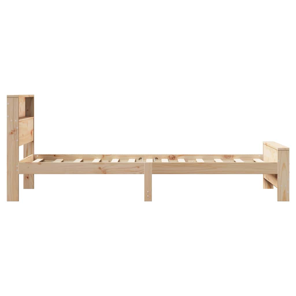 Sengestel med hylde Brun 90 x 190 cm Massivt fyrretræ