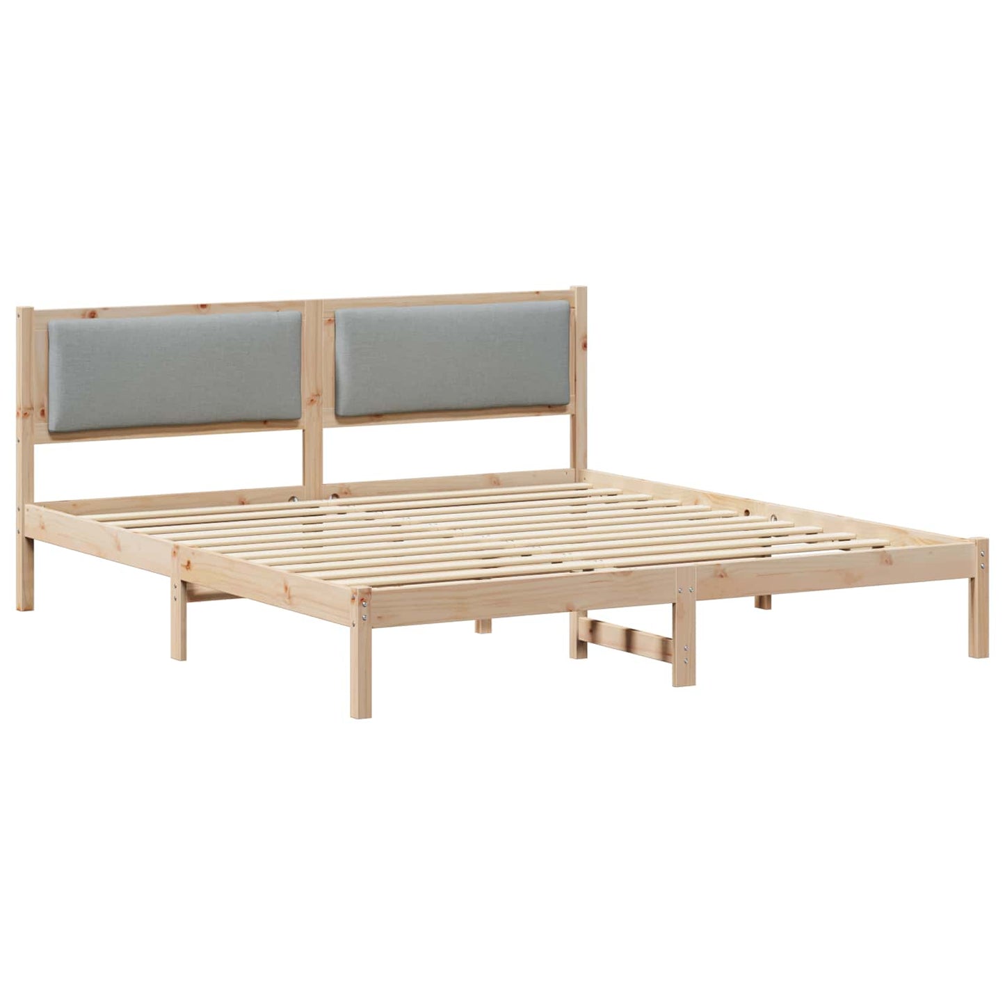 Sengestel med hovedgærde Lysegrå 180 x 200 cm Massiv fyrretræ