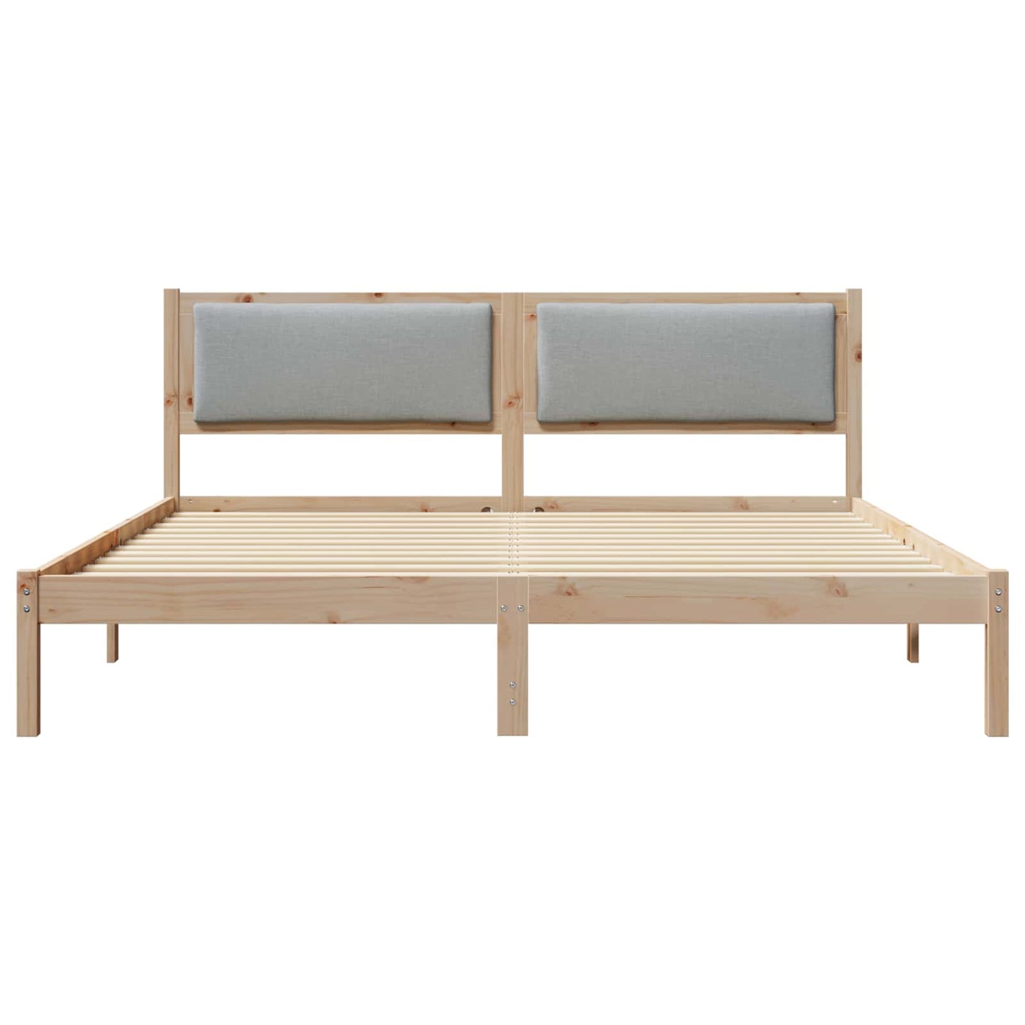 Sengestel med hovedgærde Lysegrå 180 x 200 cm Massiv fyrretræ