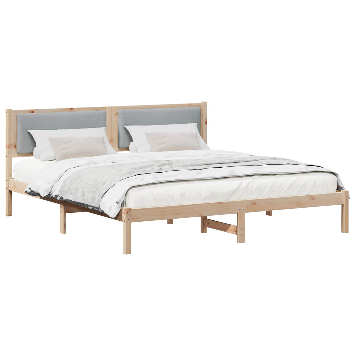 Sengestel med hovedgærde Lysegrå 180 x 200 cm Massiv fyrretræ