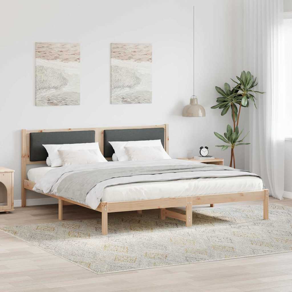 Sengestel med hovedgærde Mørkegrå 180 x 200 cm Massiv fyrretræ