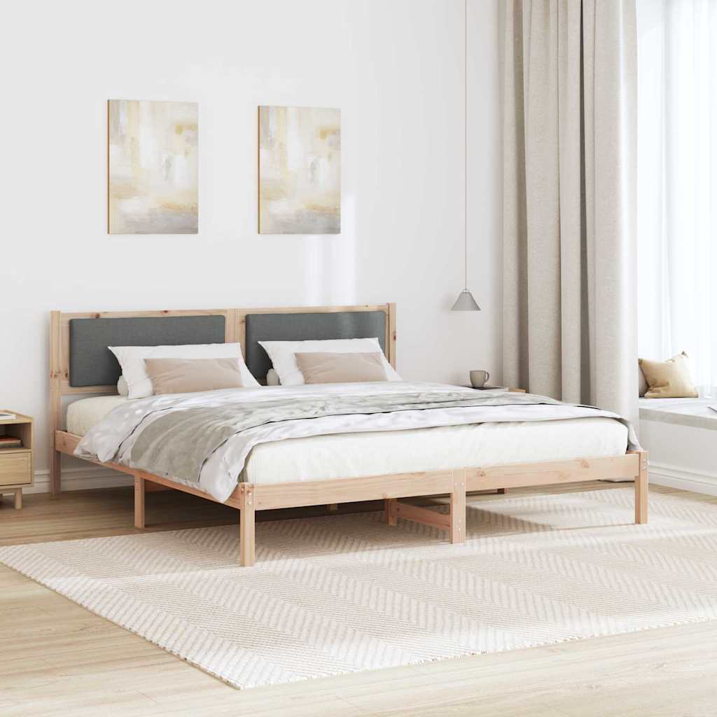 Sengestel med hovedgærde Mørkegrå 180 x 200 cm Massiv fyrretræ