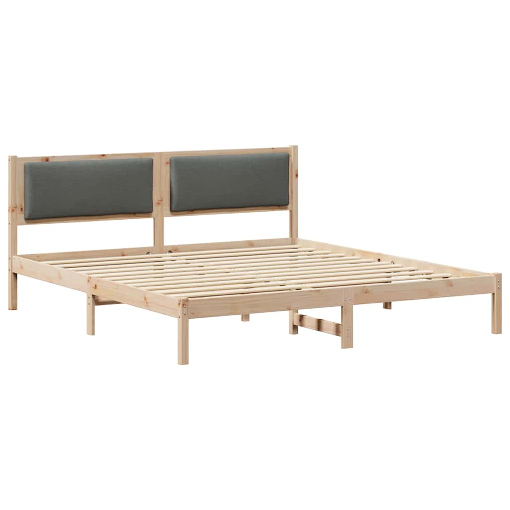 Sengestel med hovedgærde Mørkegrå 180 x 200 cm Massiv fyrretræ