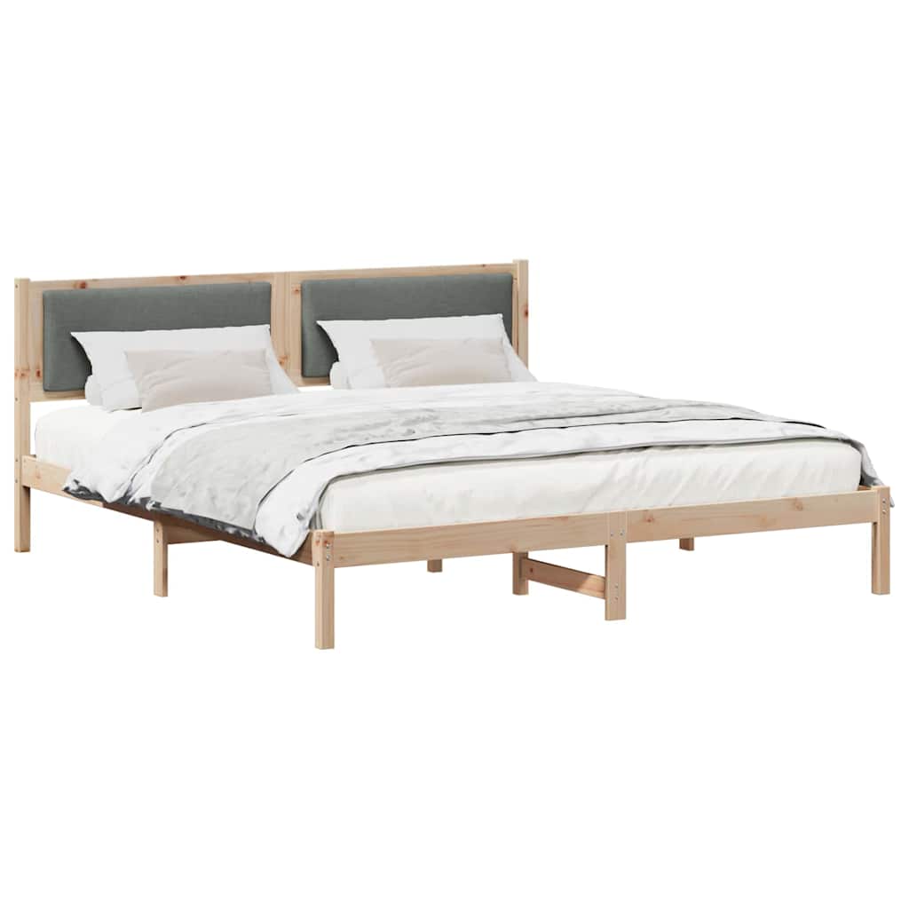 Sengestel med hovedgærde Mørkegrå 180 x 200 cm Massiv fyrretræ