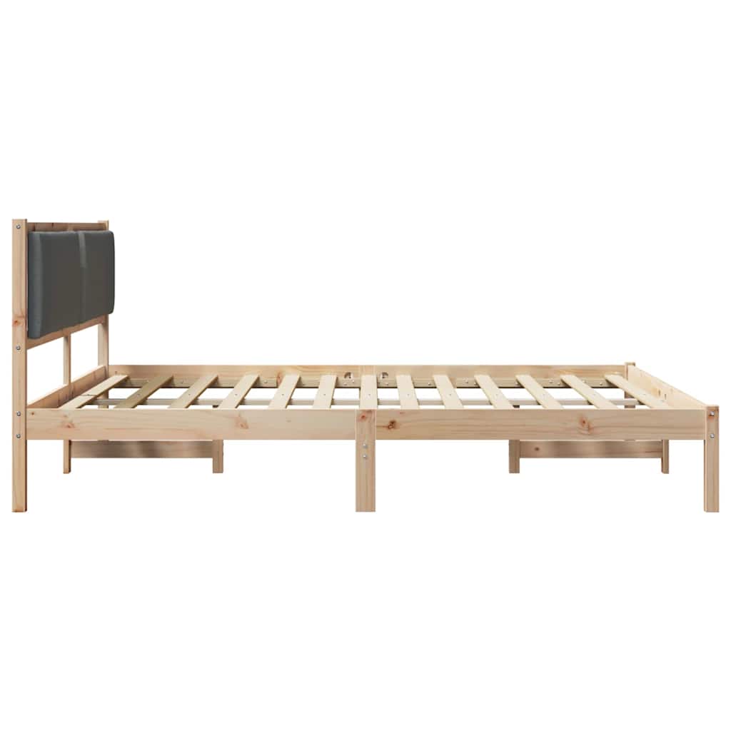 Sengestel med hovedgærde Mørkegrå 180 x 200 cm Massiv fyrretræ