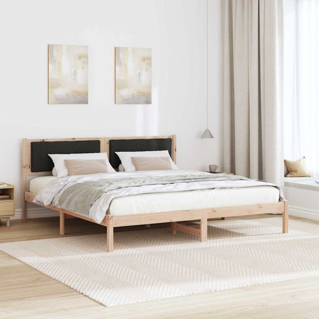 Sengestel med hovedgærde Sort 180 x 200 cm Massiv fyrretræ