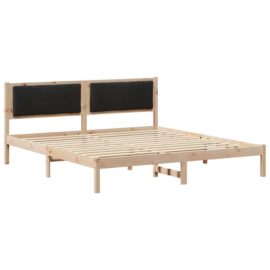 Sengestel med hovedgærde Sort 180 x 200 cm Massiv fyrretræ