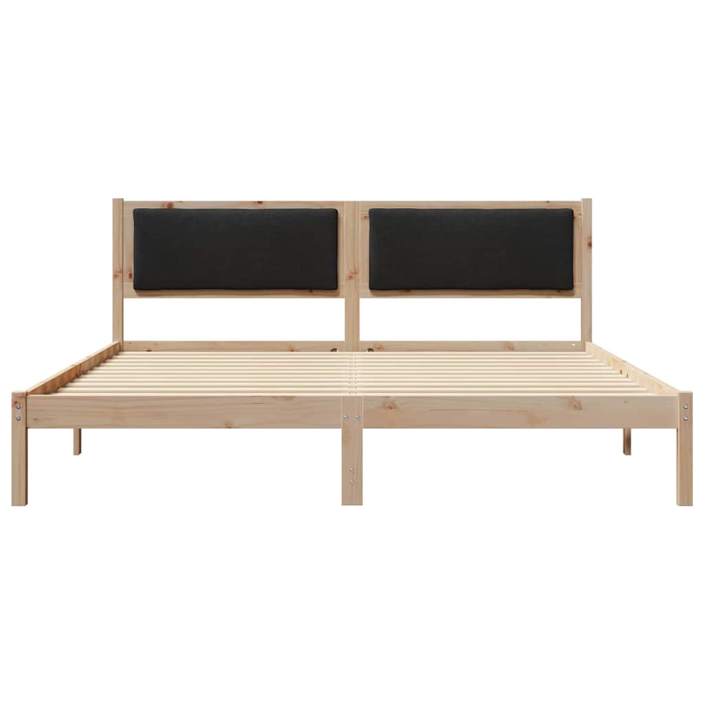 Sengestel med hovedgærde Sort 180 x 200 cm Massiv fyrretræ