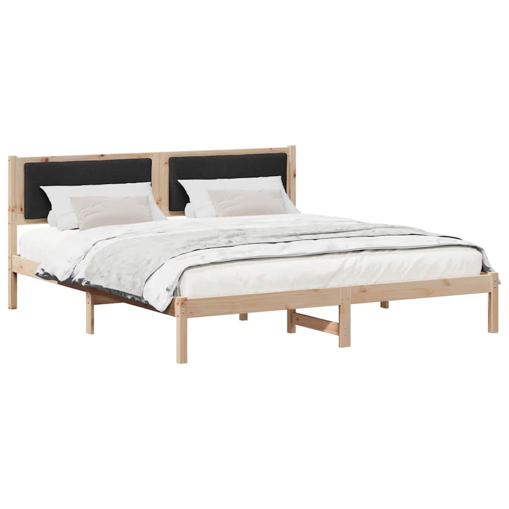 Sengestel med hovedgærde Sort 180 x 200 cm Massiv fyrretræ