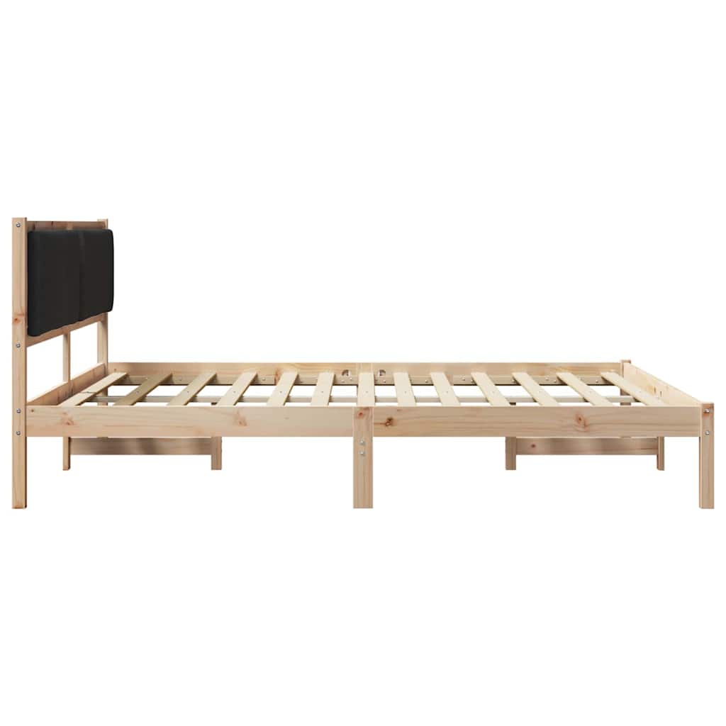 Sengestel med hovedgærde Sort 180 x 200 cm Massiv fyrretræ
