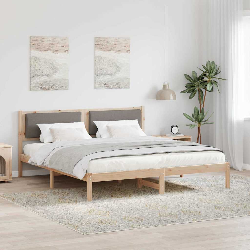 Sengestel med hovedgærde Gråbrun 180 x 200 cm Massiv fyrretræ