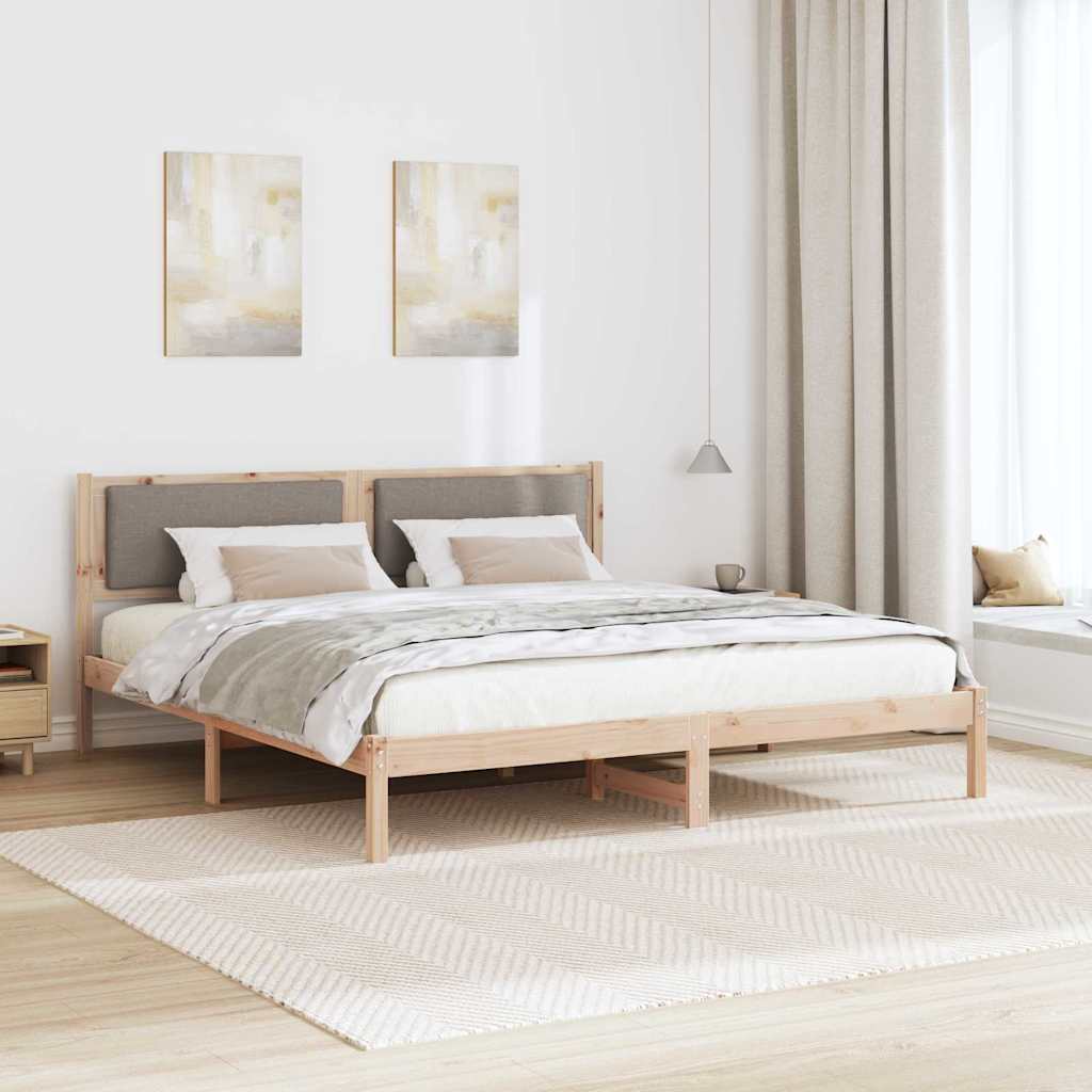 Sengestel med hovedgærde Gråbrun 180 x 200 cm Massiv fyrretræ