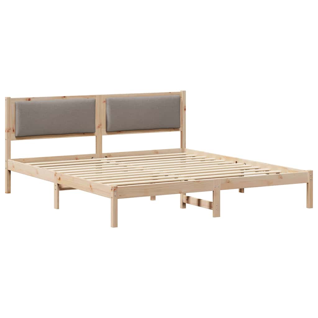 Sengestel med hovedgærde Gråbrun 180 x 200 cm Massiv fyrretræ