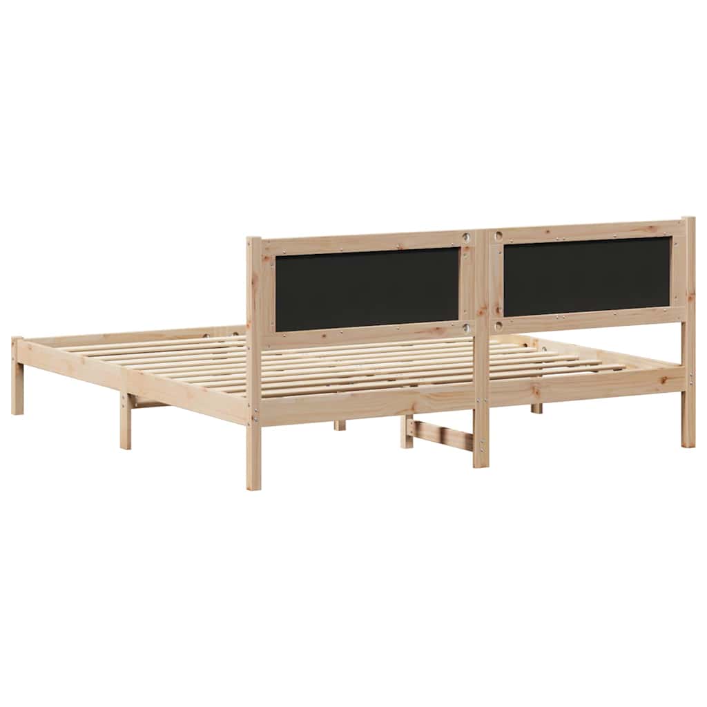 Sengestel med hovedgærde Gråbrun 180 x 200 cm Massiv fyrretræ