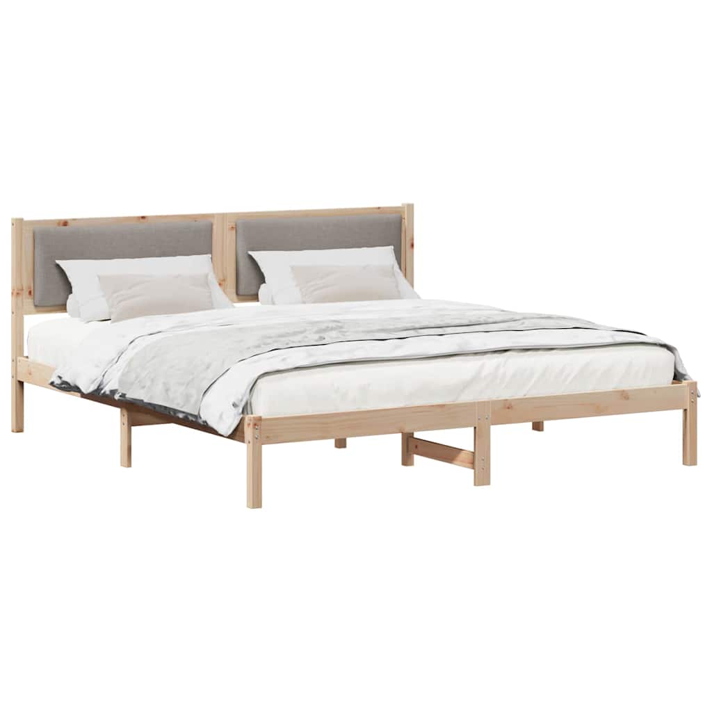 Sengestel med hovedgærde Gråbrun 180 x 200 cm Massiv fyrretræ