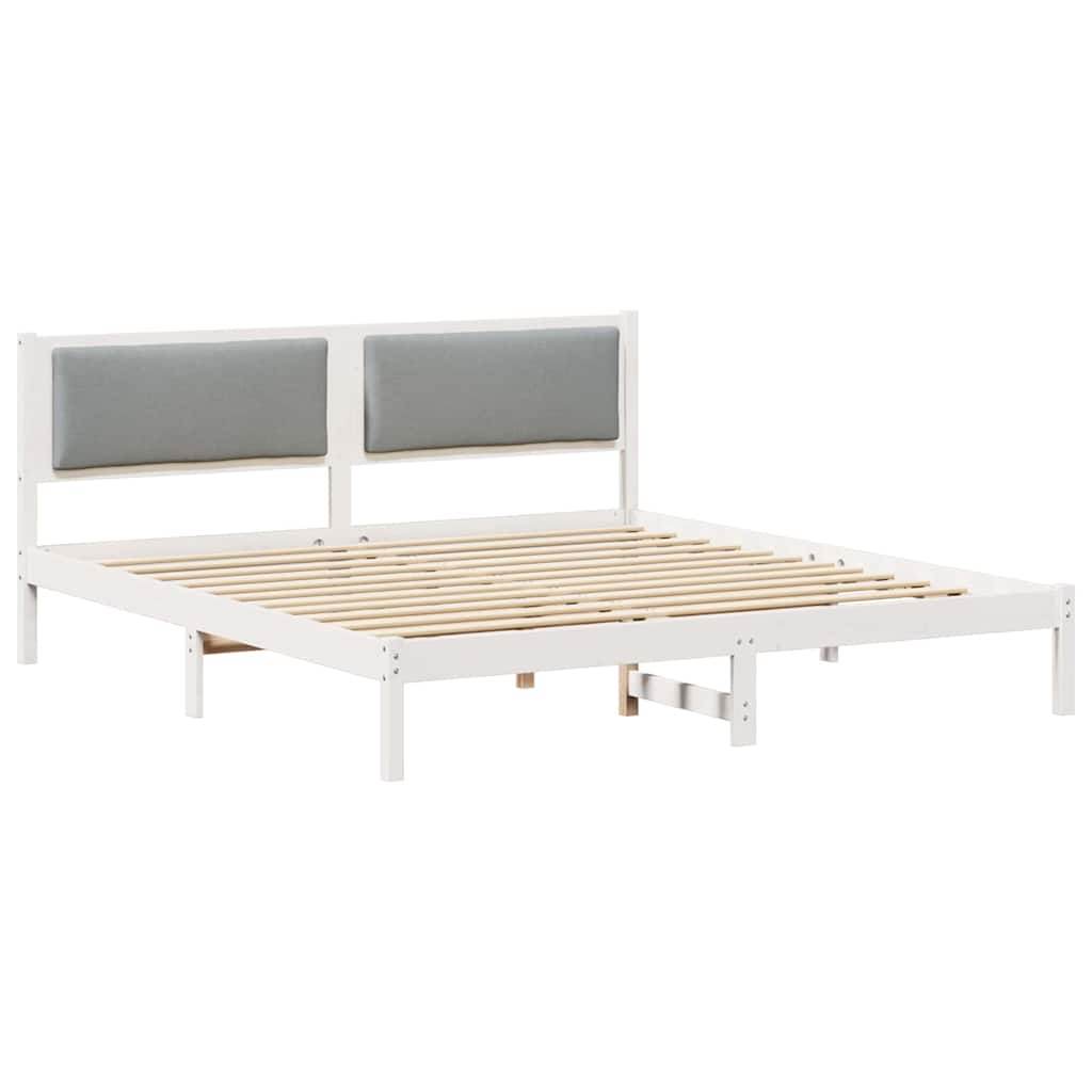 Sengestel med hovedgærde Lysegrå 180 x 200 cm Massiv fyrretræ