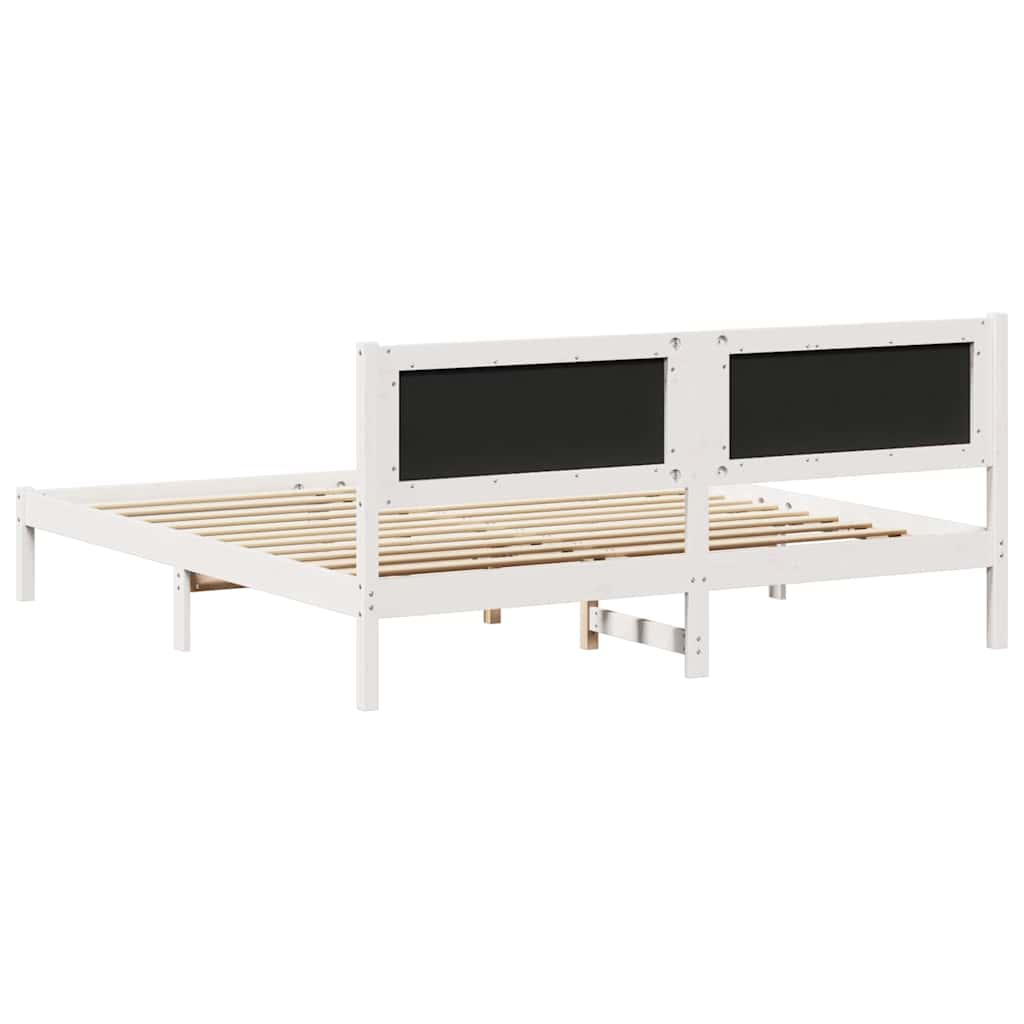Sengestel med hovedgærde Lysegrå 180 x 200 cm Massiv fyrretræ