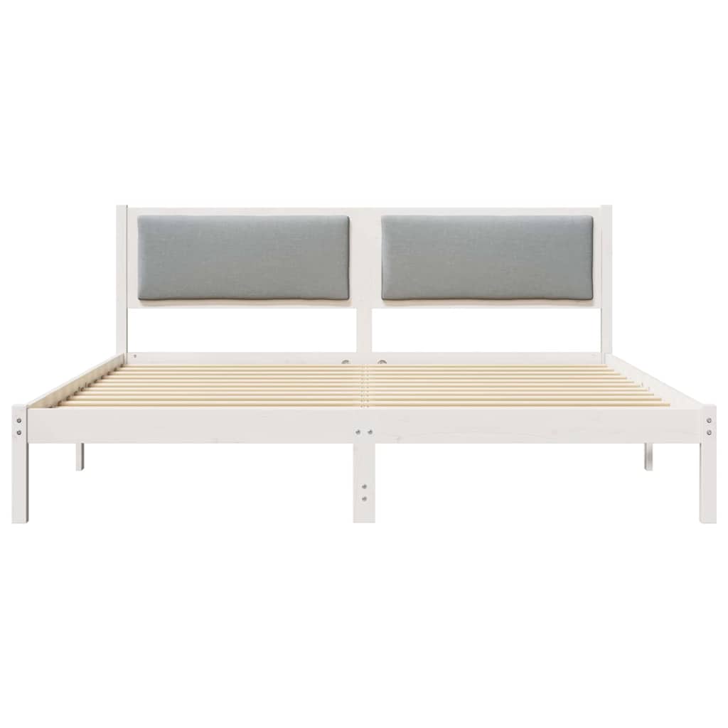 Sengestel med hovedgærde Lysegrå 180 x 200 cm Massiv fyrretræ