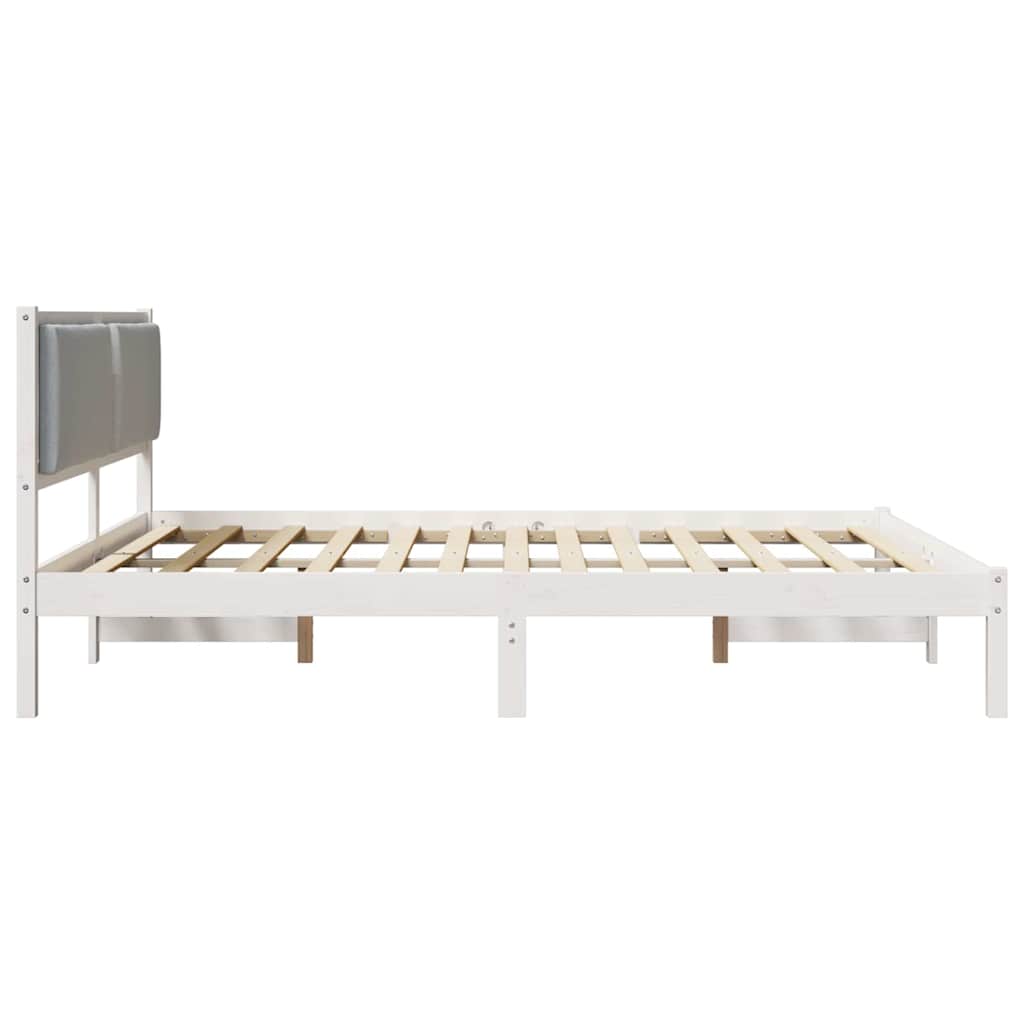 Sengestel med hovedgærde Lysegrå 180 x 200 cm Massiv fyrretræ