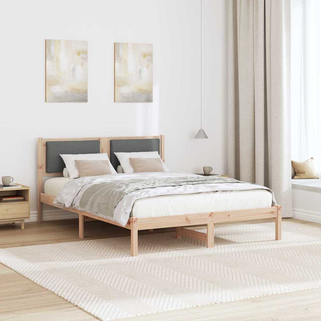 Sengestel med hovedgærde Mørkegrå 160 x 200 cm Massiv fyrretræ