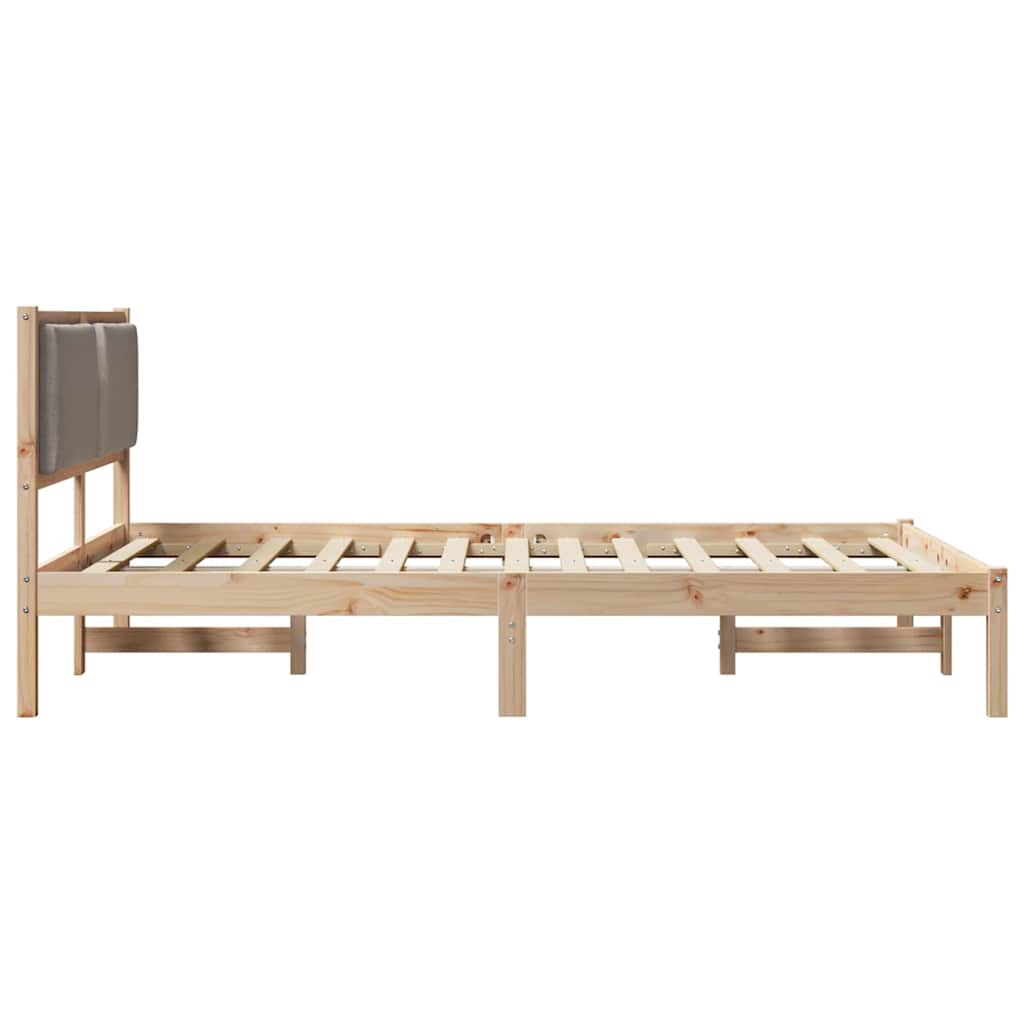 Sengestel med hovedgærde Gråbrun 160 x 200 cm Massiv fyrretræ