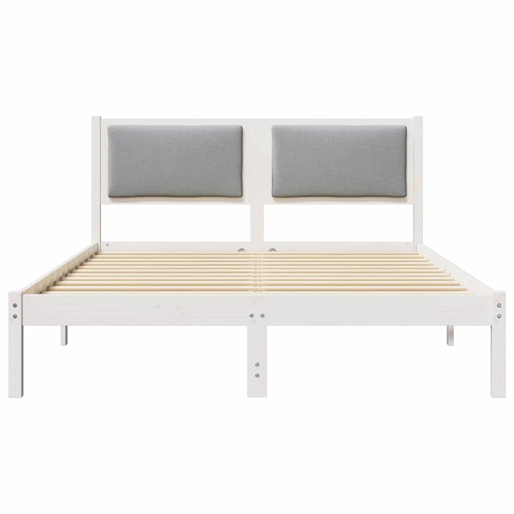 Sengestel med hovedgærde Lysegrå 160 x 200 cm Massiv fyrretræ