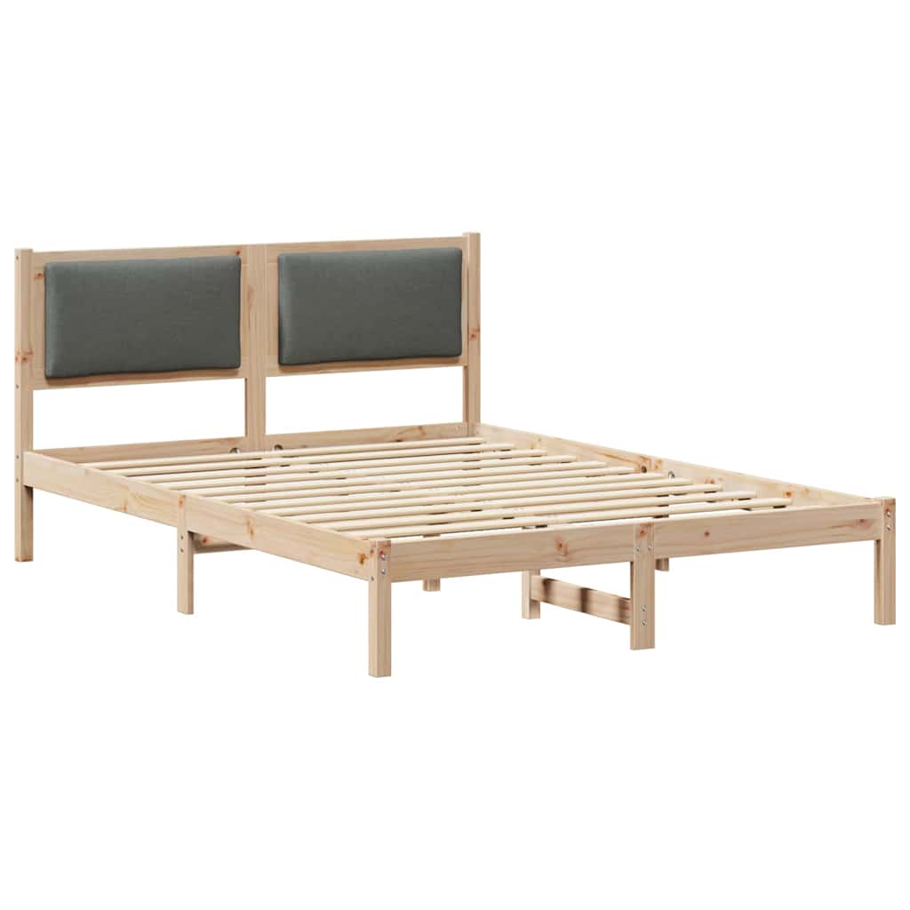 Sengestel med hovedgærde Mørkegrå 150 x 200 cm Massiv fyrretræ