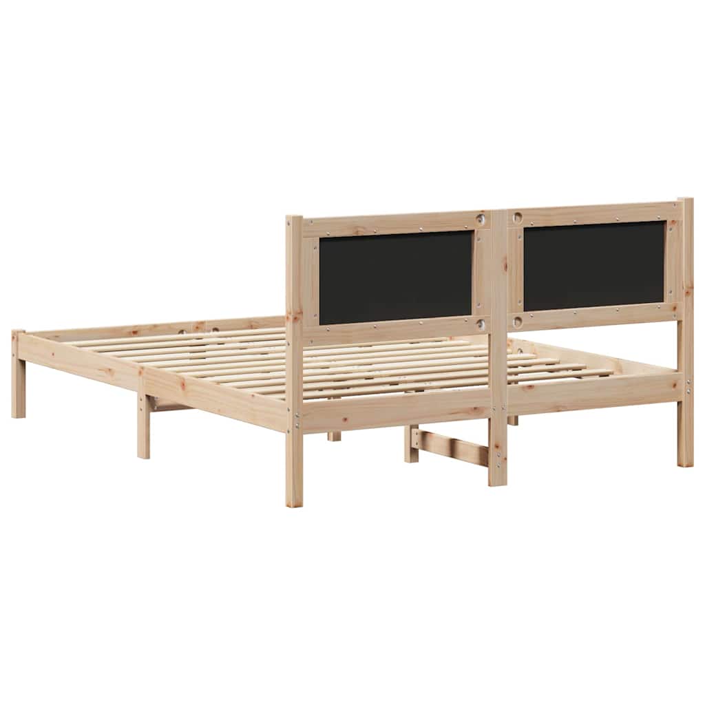 Sengestel med hovedgærde Mørkegrå 150 x 200 cm Massiv fyrretræ