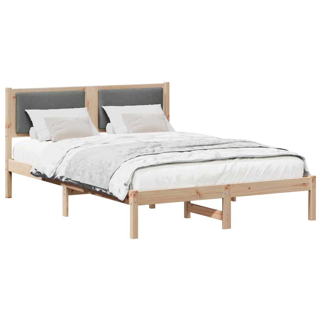Sengestel med hovedgærde Mørkegrå 150 x 200 cm Massiv fyrretræ