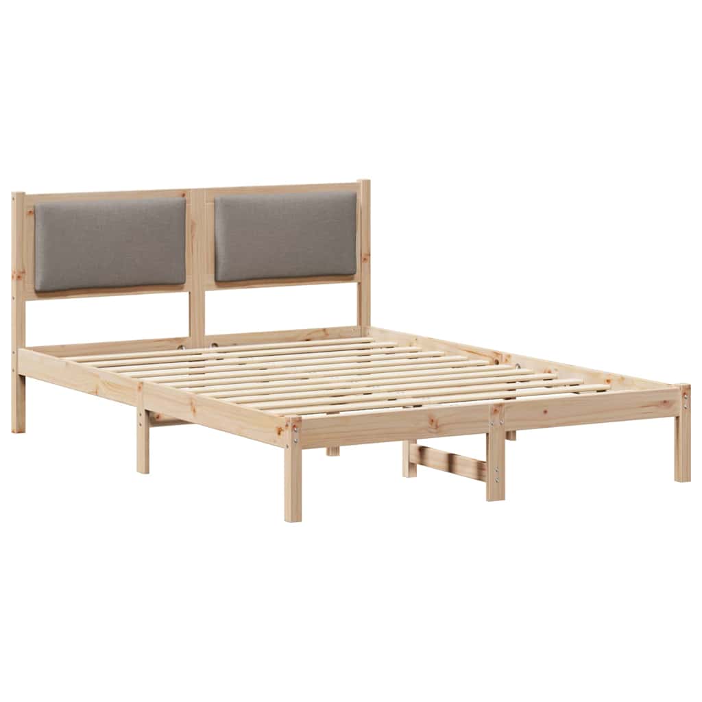 Sengestel med hovedgærde Gråbrun 150 x 200 cm Massiv fyrretræ