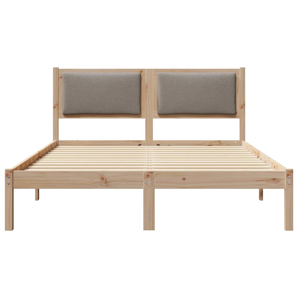 Sengestel med hovedgærde Gråbrun 150 x 200 cm Massiv fyrretræ