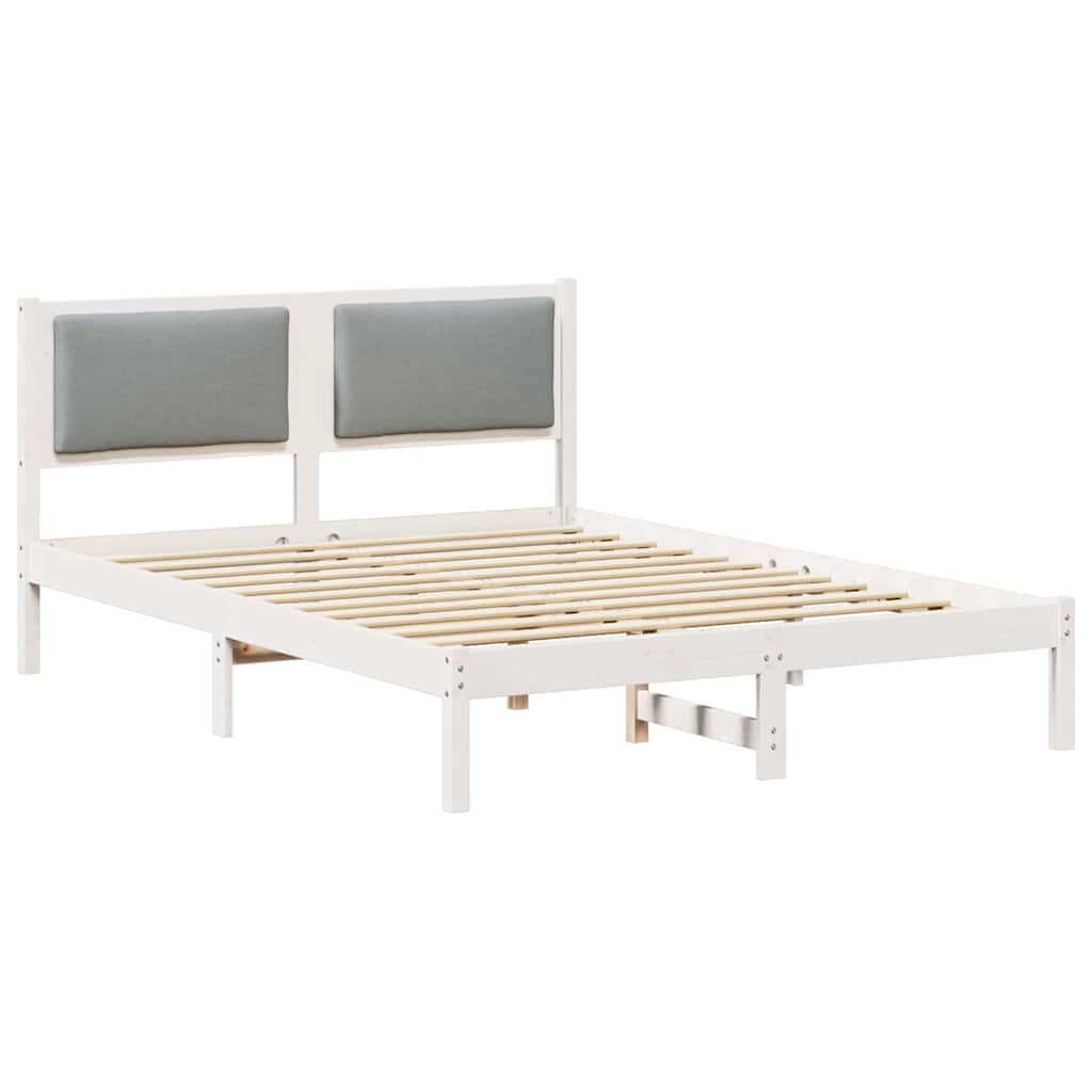 Sengestel med hovedgærde Lysegrå 150 x 200 cm Massiv fyrretræ