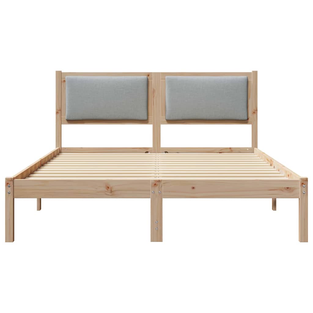 Sengestel med hovedgærde Lysegrå 140 x 200 cm Massiv fyrretræ