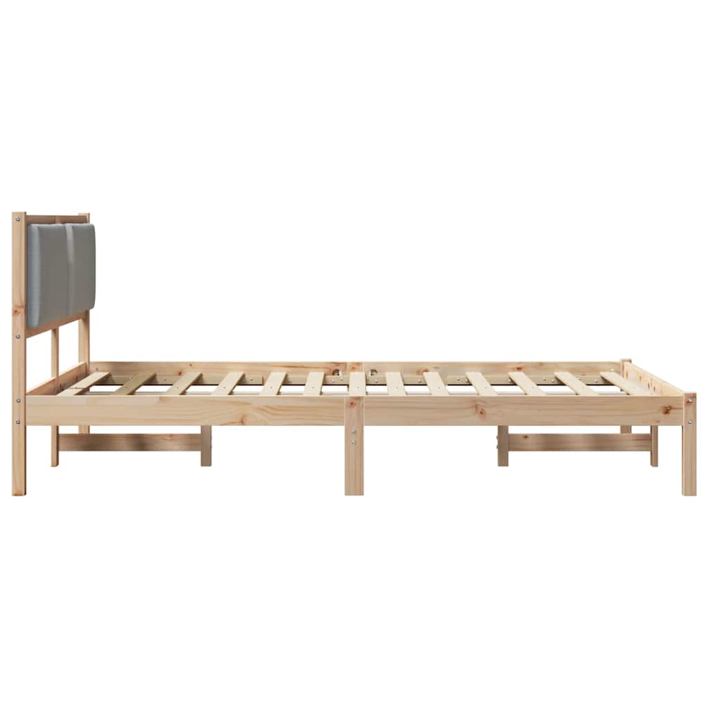 Sengestel med hovedgærde Lysegrå 140 x 200 cm Massiv fyrretræ