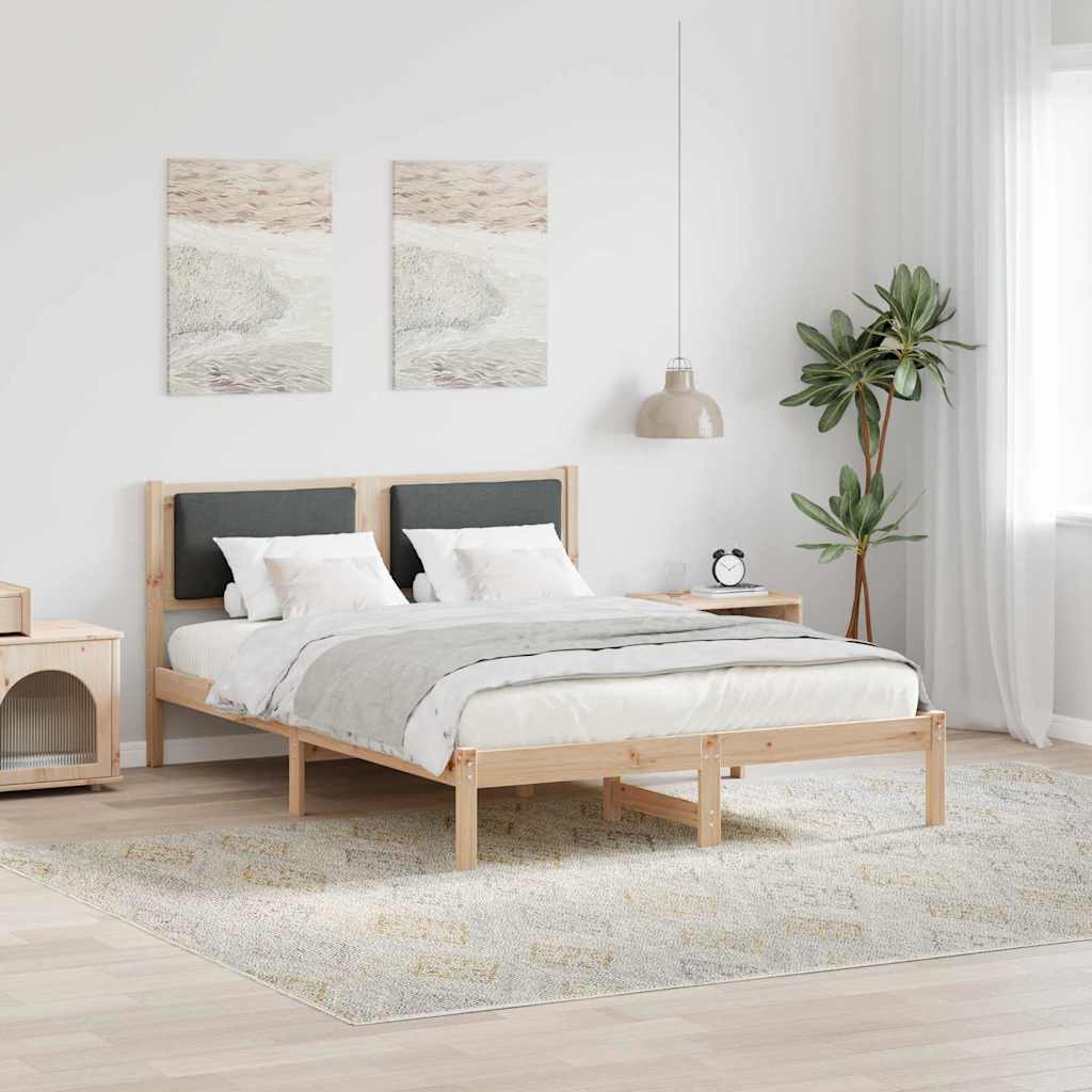 Sengestel med hovedgærde Mørkegrå 140 x 200 cm Massiv fyrretræ