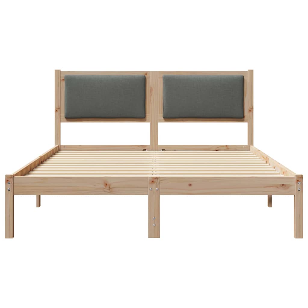 Sengestel med hovedgærde Mørkegrå 140 x 200 cm Massiv fyrretræ