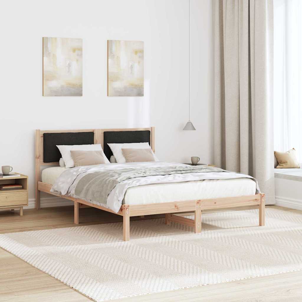 Sengestel med hovedgærde Sort 140 x 200 cm Massiv fyrretræ