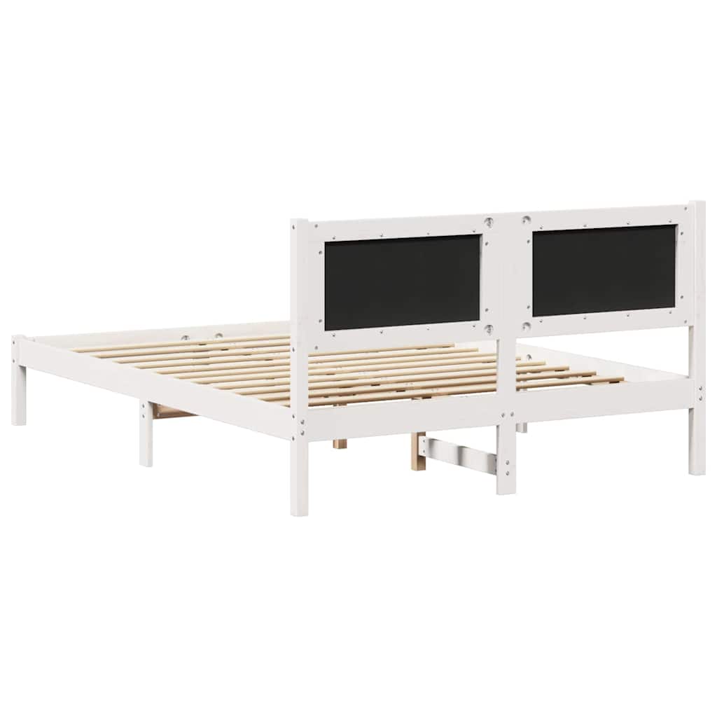 Sengestel med hovedgærde Lysegrå 140 x 200 cm Massiv fyrretræ
