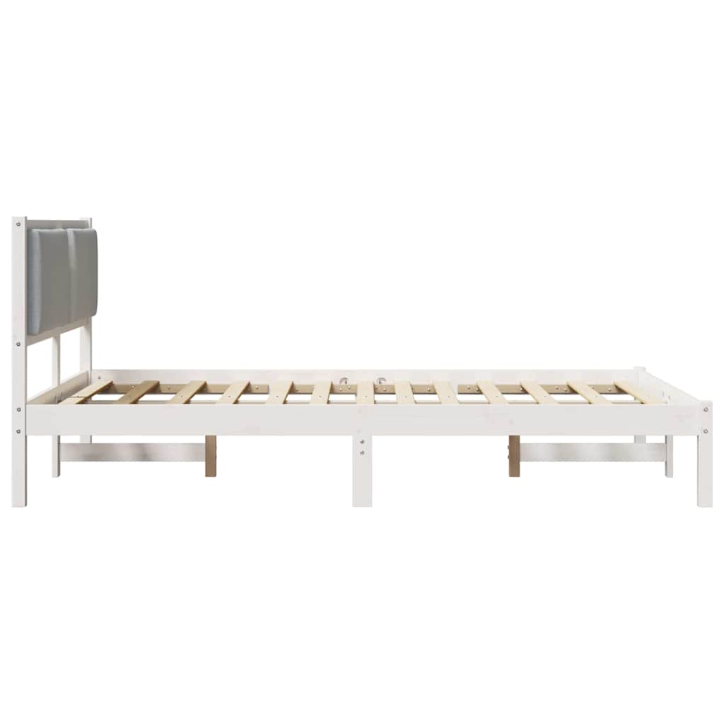 Sengestel med hovedgærde Lysegrå 140 x 200 cm Massiv fyrretræ