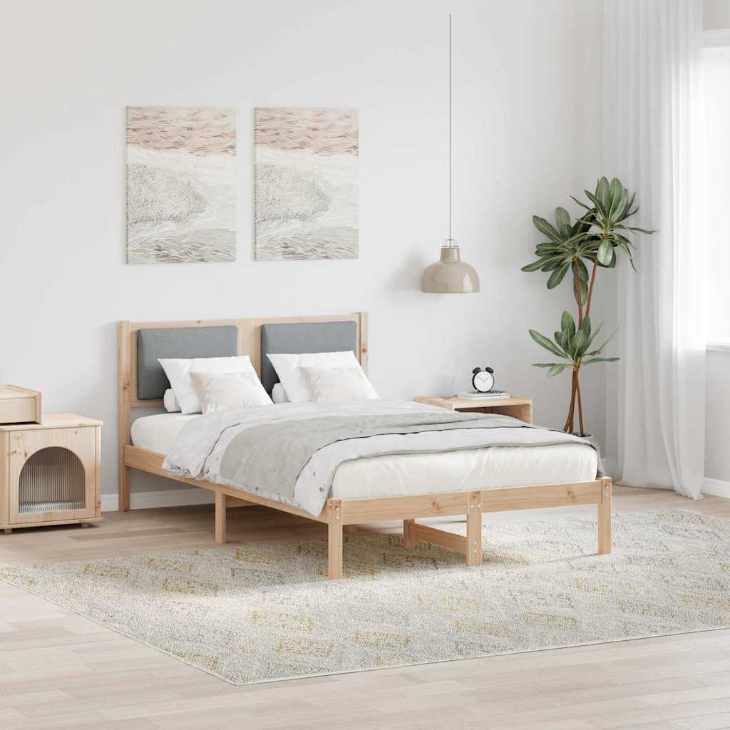 Sengestel med hovedgærde Lysegrå 120 x 200 cm Massiv fyrretræ