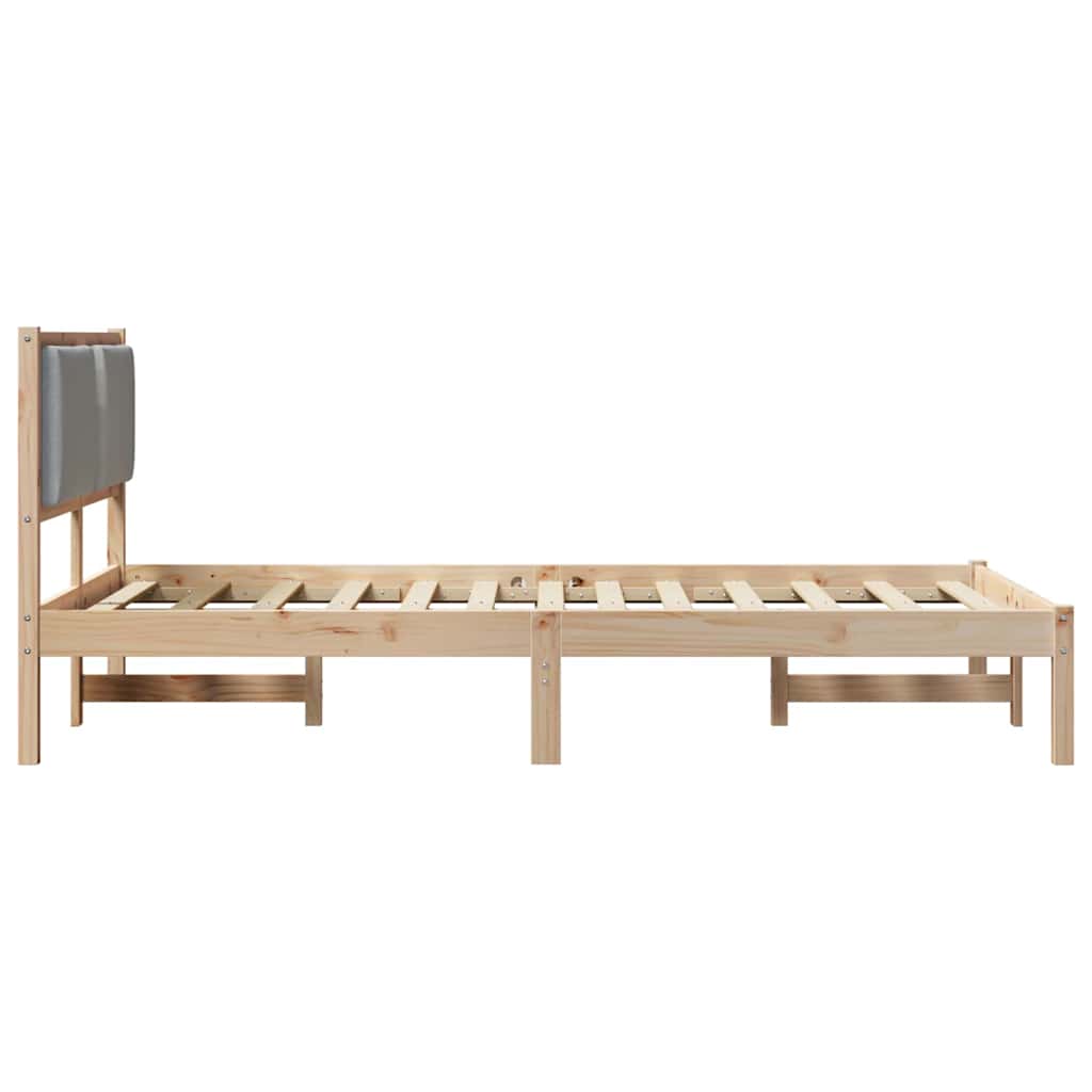 Sengestel med hovedgærde Lysegrå 120 x 200 cm Massiv fyrretræ