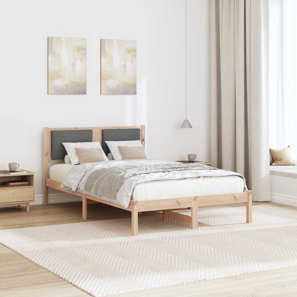 Sengestel med hovedgærde Mørkegrå 120 x 200 cm Massiv fyrretræ