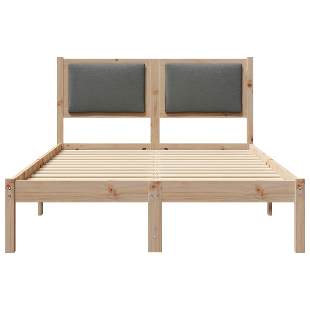 Sengestel med hovedgærde Mørkegrå 120 x 200 cm Massiv fyrretræ